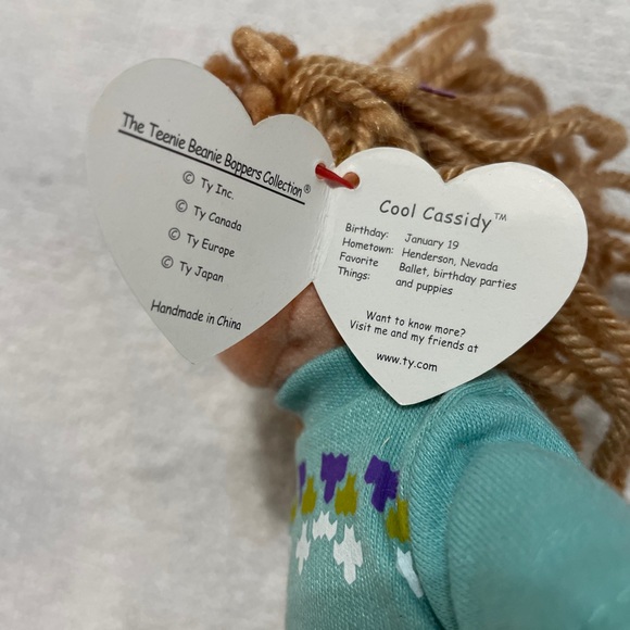 Ty Teenie Beanie Boppers Doll Cool Cassidy With Tags Stuffed Doll 8 Inch - Picture 4 of 7